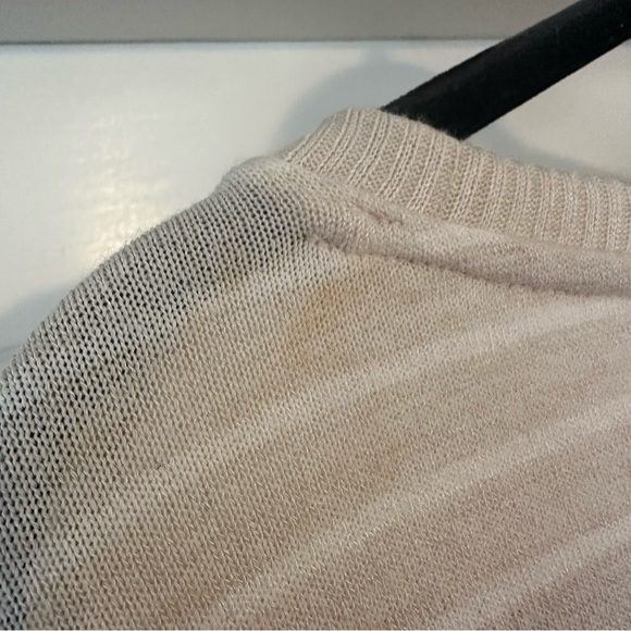 Gap Sweater Womens Large Beige White Striped Stretch New Scoop Neck - Picture 6 of 10